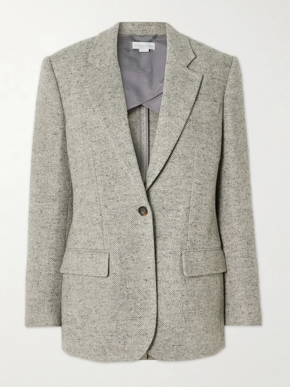 Stella McCartney Wool and Silk-blend Herringbone Blazer in gray