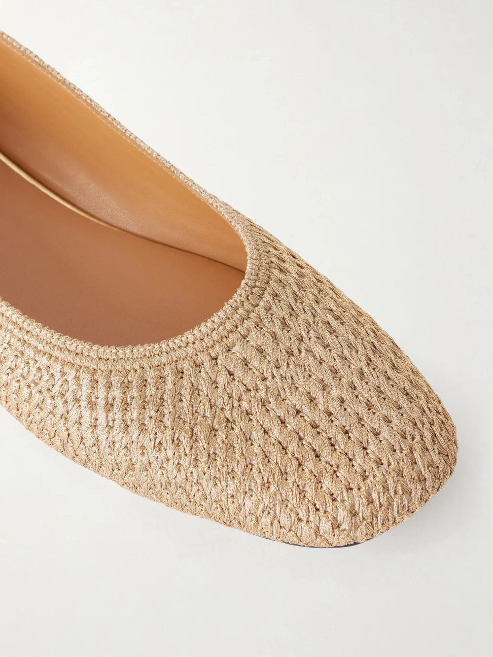 Close-up detail of the Stella McCartney Woven Lurex Ballet Flats