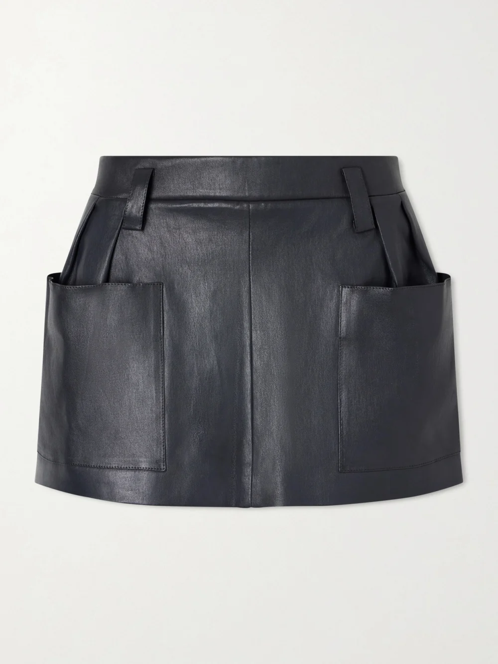 Stouls Anastasia Pleated Leather Mini Skirt in black