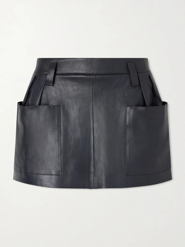 Stouls Anastasia Pleated Leather Mini Skirt