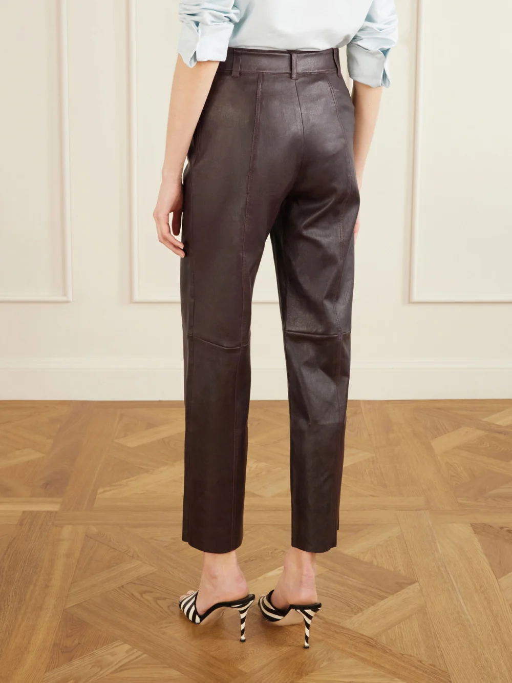Back view of the Stouls Benny Leather Straight-leg Pants