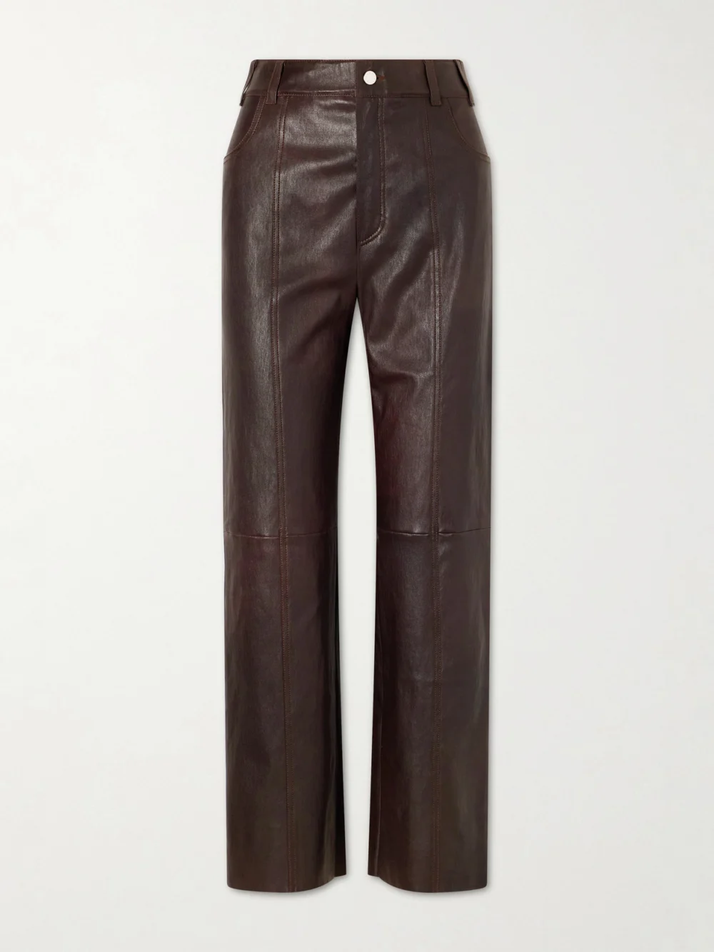Stouls Benny Leather Straight-leg Pants in burgundy
