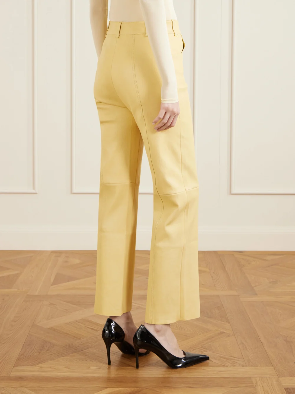 Back view of the Stouls Benny Leather Straight-leg Pants