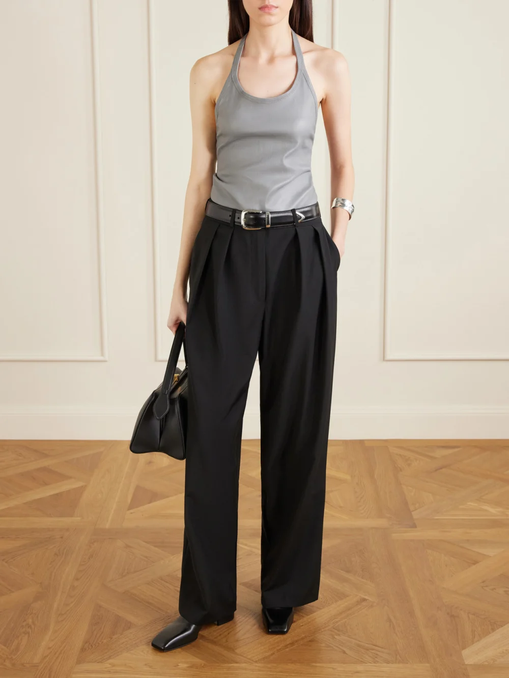 Stouls Cherry Leather Tank, worn by a model