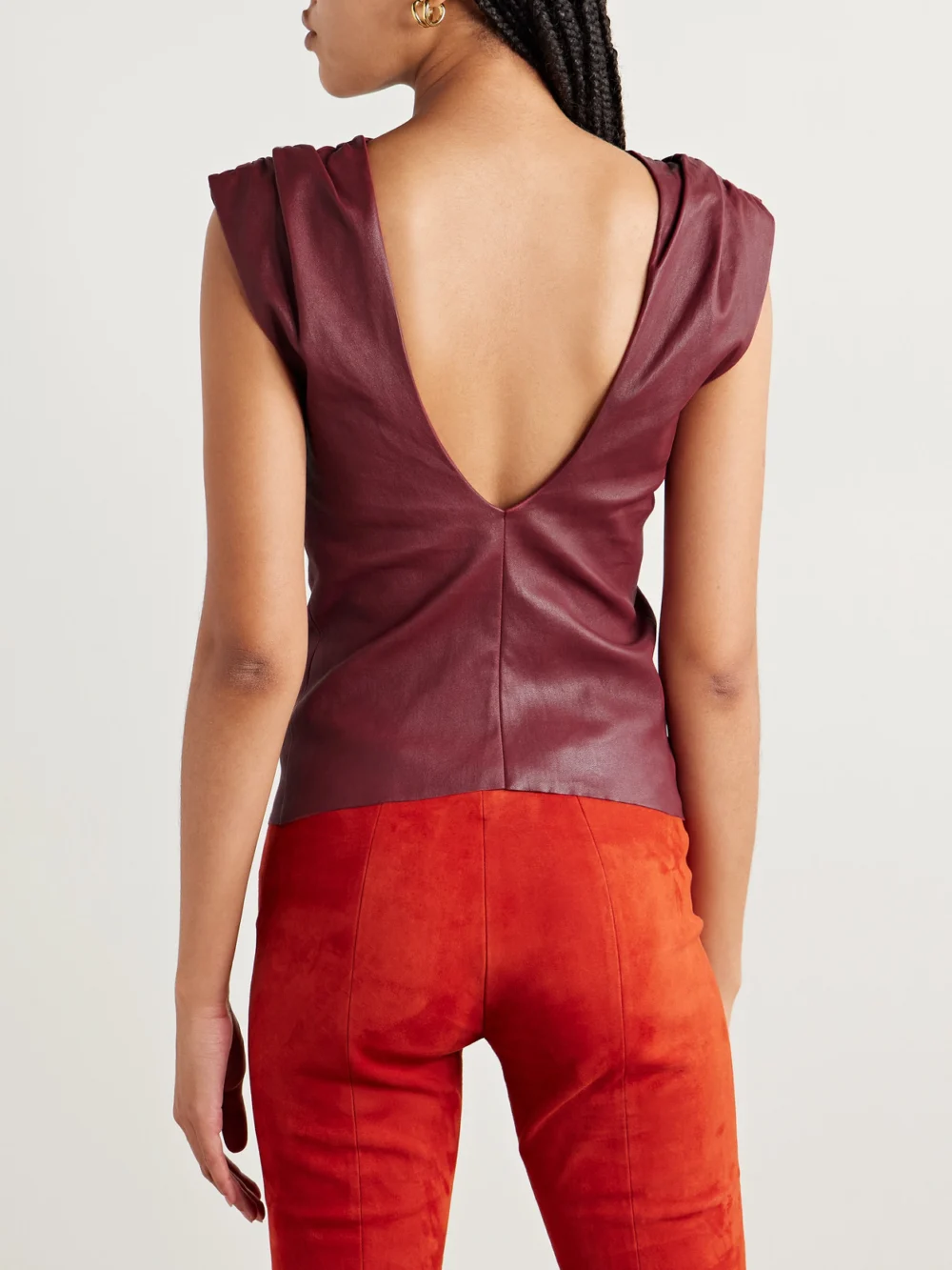 Back view of the Stouls Dolores Gathered Leather Top