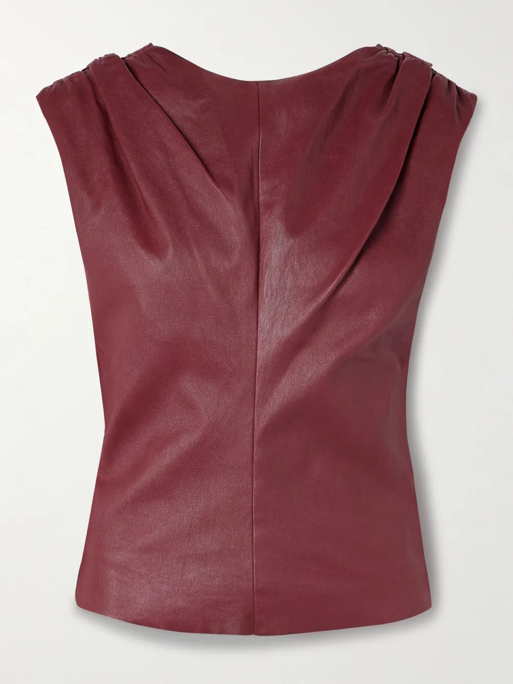 Stouls Dolores Gathered Leather Top in burgundy