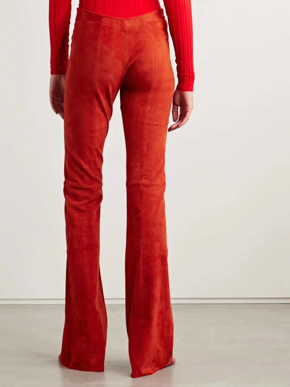 Back view of the Stouls Gégé Suede Flared Pants