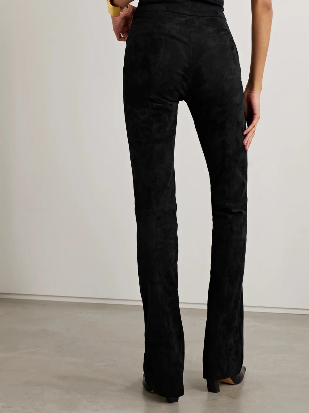 Back view of the Stouls Icham Suede Straight-leg Pants