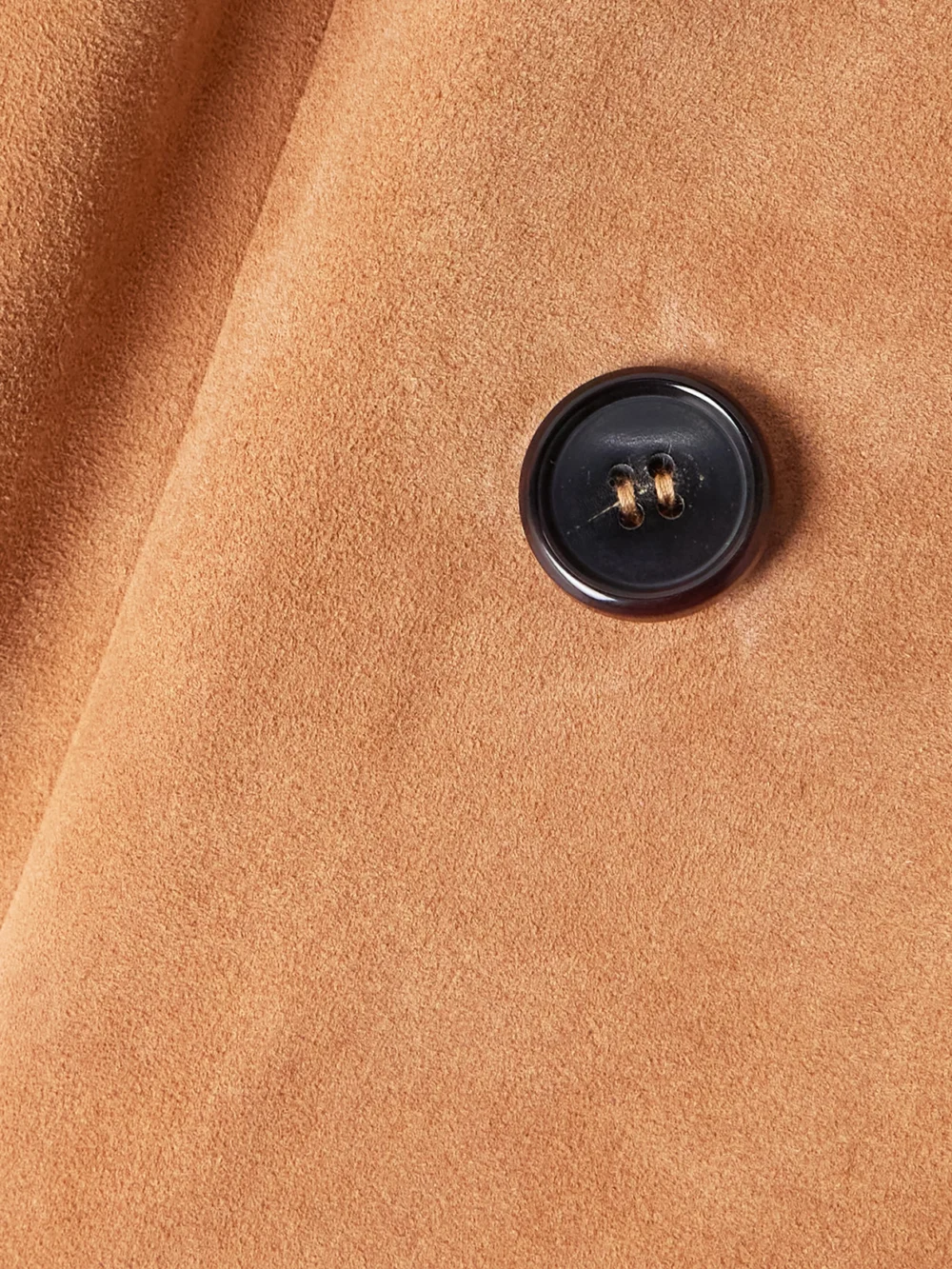 Close-up detail of the Stouls Jones Double-breasted Suede Blazer