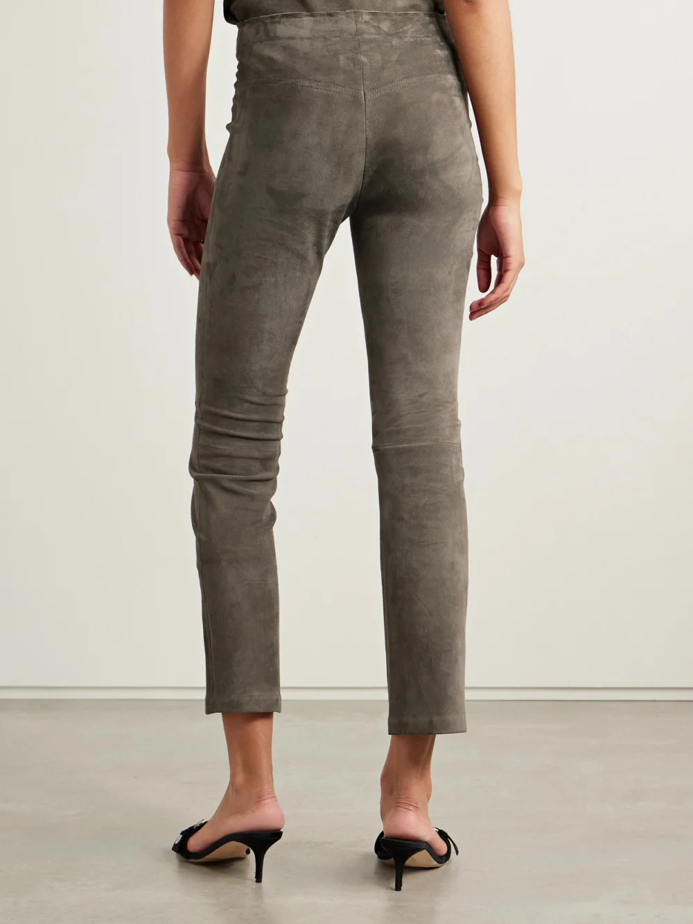 Back view of the Stouls Jp Twenty Cropped Suede Flared Leggings