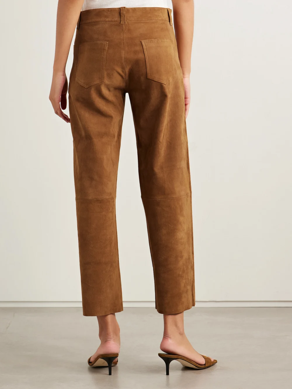 Back view of the Stouls Lilou Cropped Suede Wide-leg Pants
