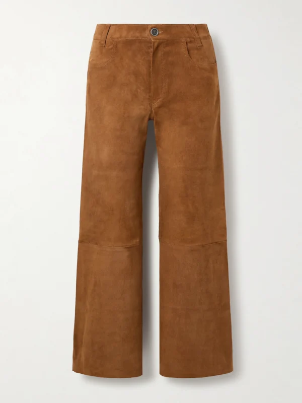 Stouls Lilou Cropped Suede Wide-leg Pants
