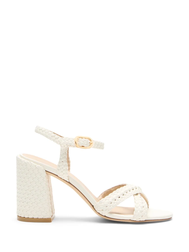 Stuart Weitzman Alyssa Woven Block 85 in Cream