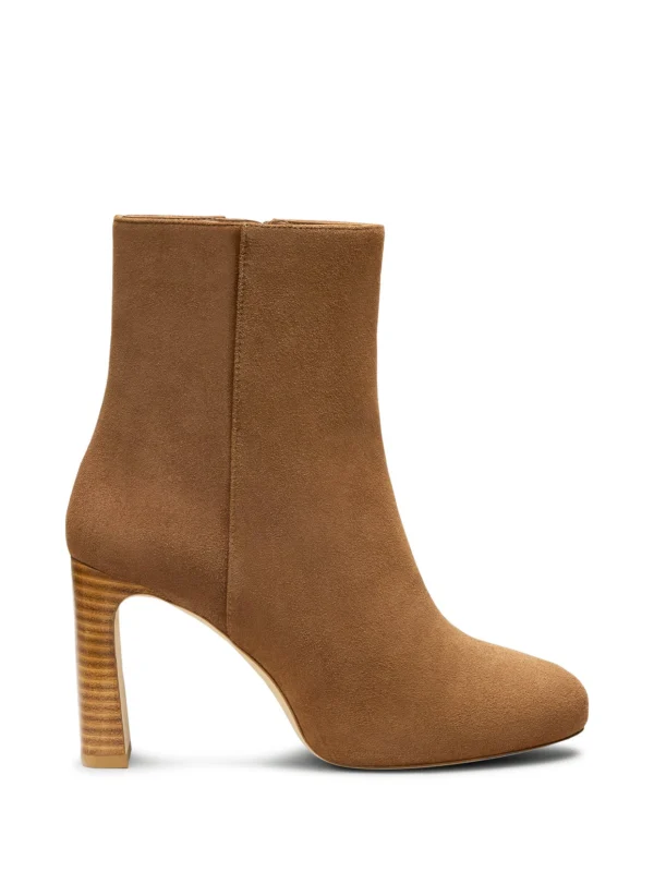 Stuart Weitzman Babette Platform Zip Bootie in Toasted Almond/new Camel
