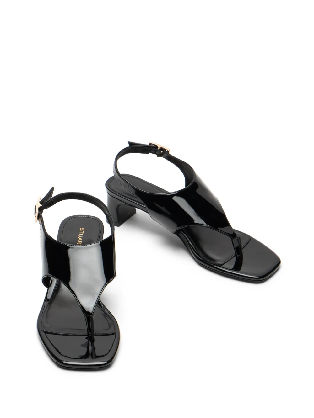 Stuart Weitzman Baby Babette Thong Sandal in Black, view 4