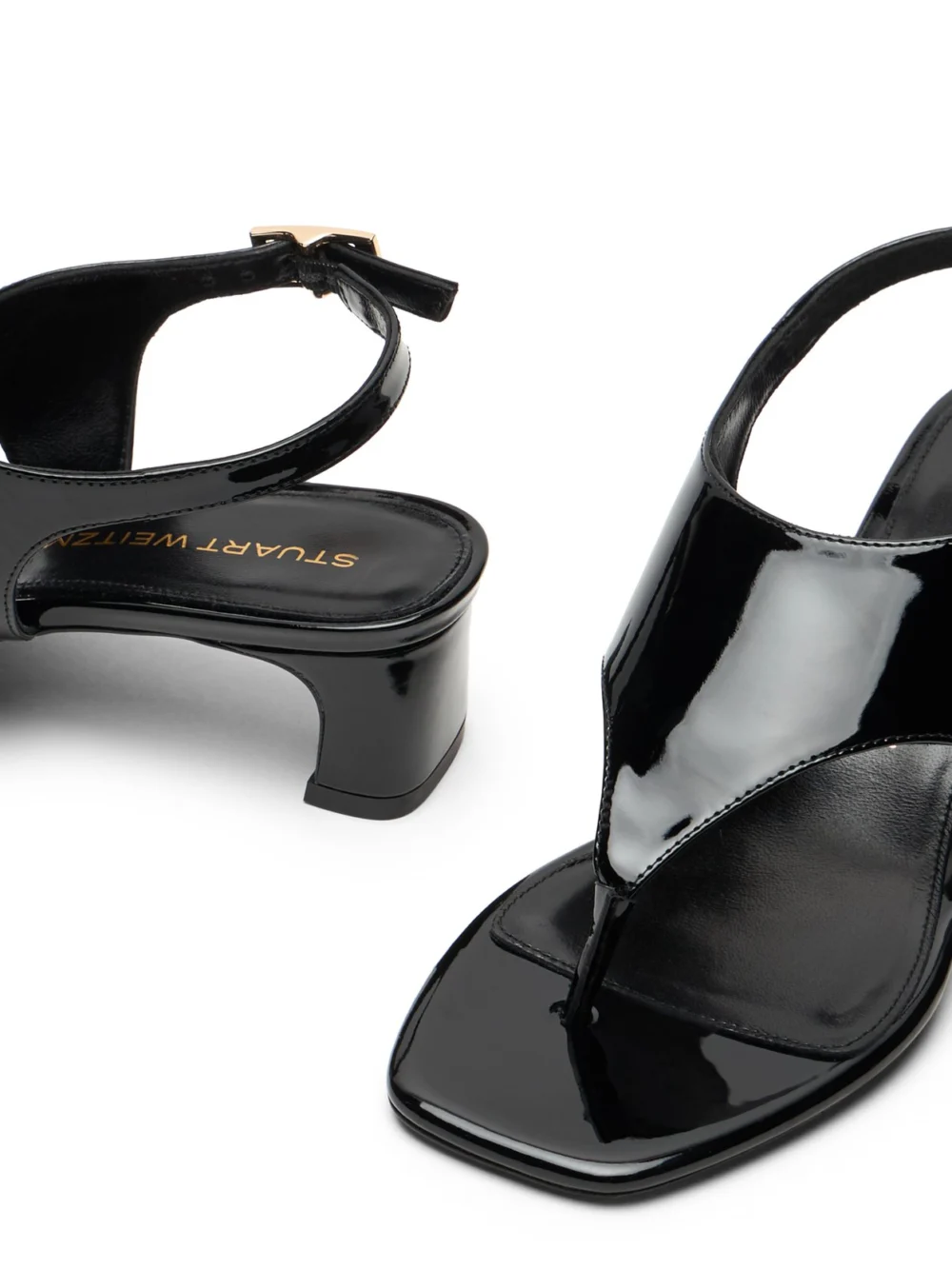 Stuart Weitzman Baby Babette Thong Sandal in Black, view 6