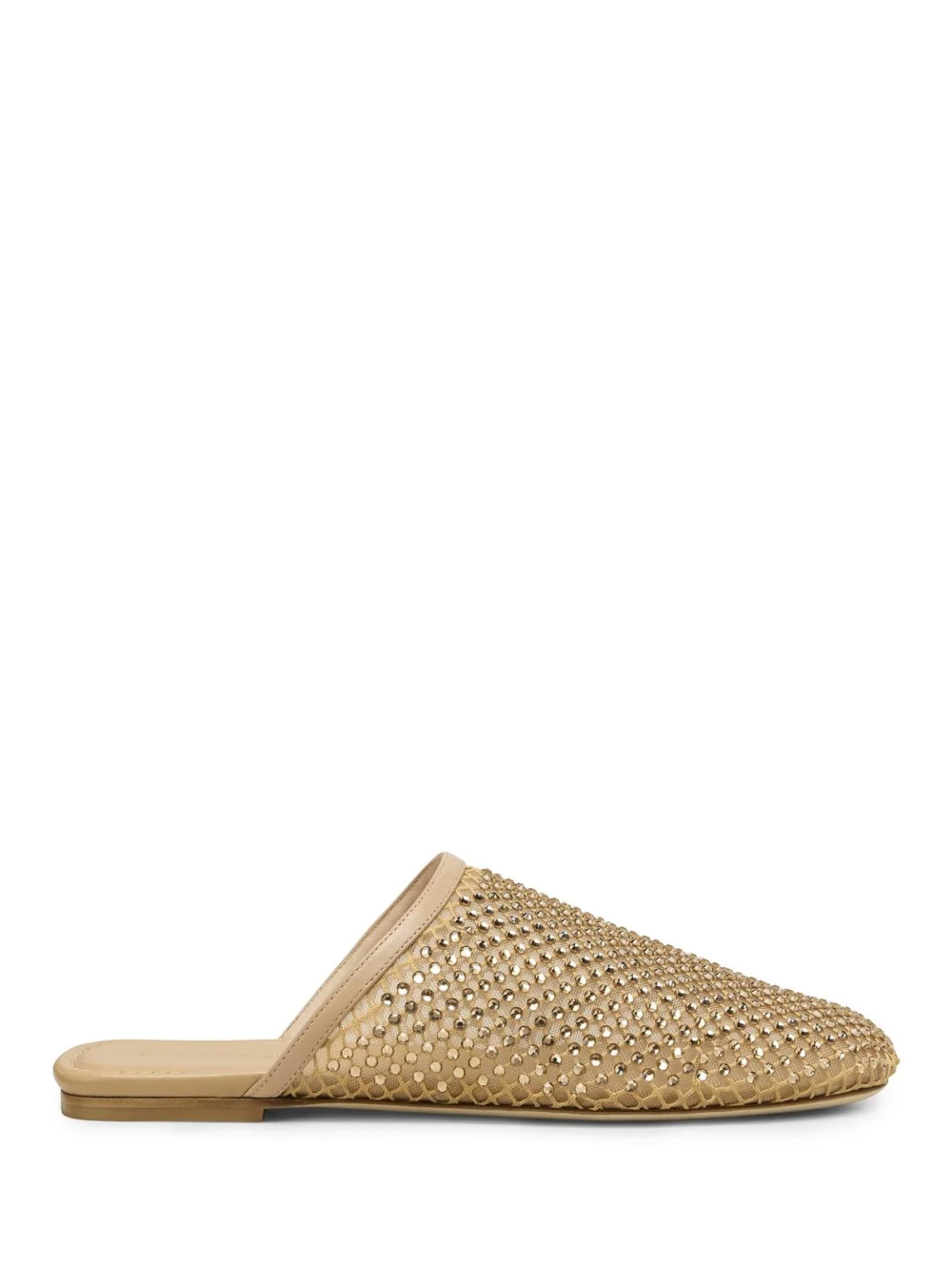 Stuart Weitzman Bareitall Shine Mule in Adobe