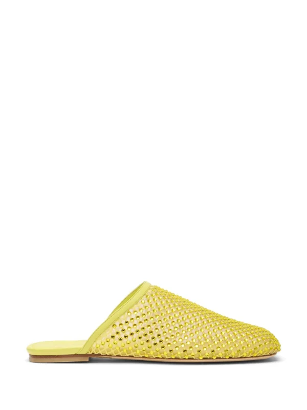 Stuart Weitzman Bareitall Shine Mule in Citrine