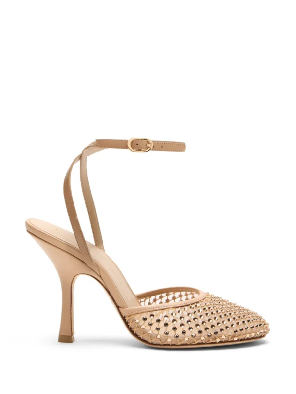 Stuart Weitzman Bareitall Shine Pump 100 in Adobe