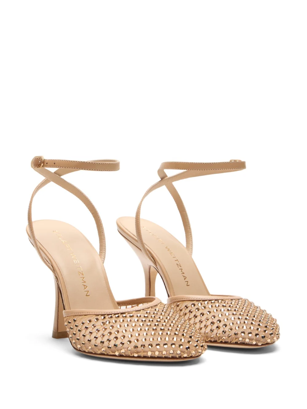 Stuart Weitzman Bareitall Shine Pump 100 in Adobe, view 2