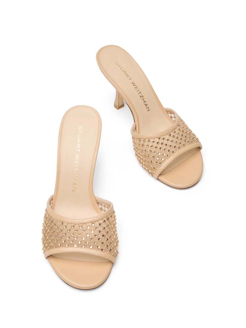 Stuart Weitzman Bareitall Shine Sandal 85 in Adobe, view 4