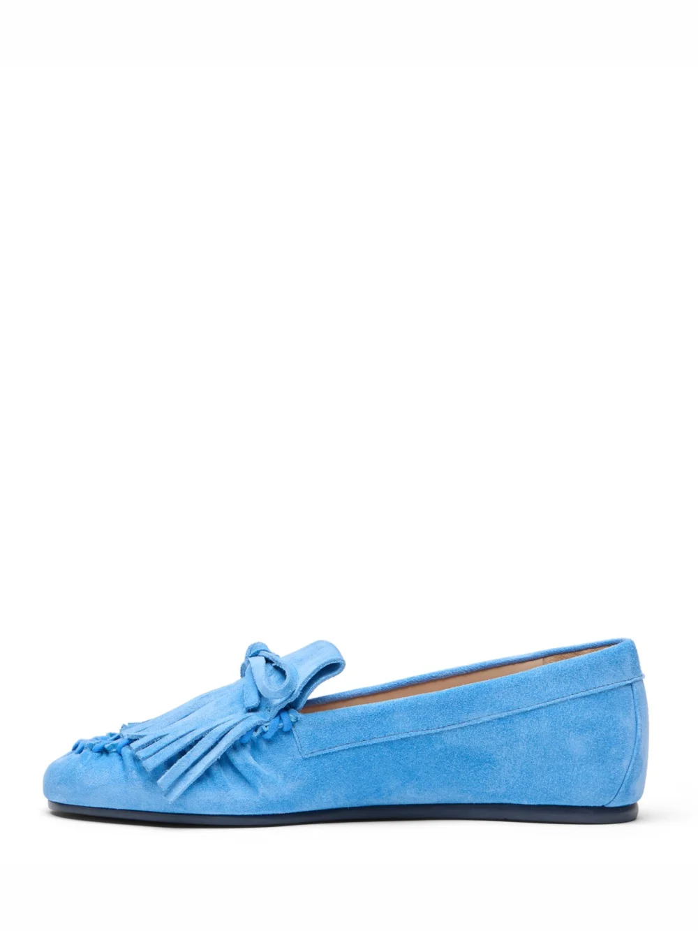 Stuart Weitzman Britt Fringe Moccasin in Mykonos Blue, view 3