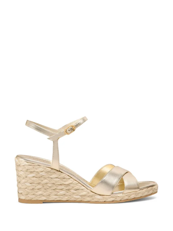 Stuart Weitzman Dayna Espadrille Wedge in Light Gold/natural