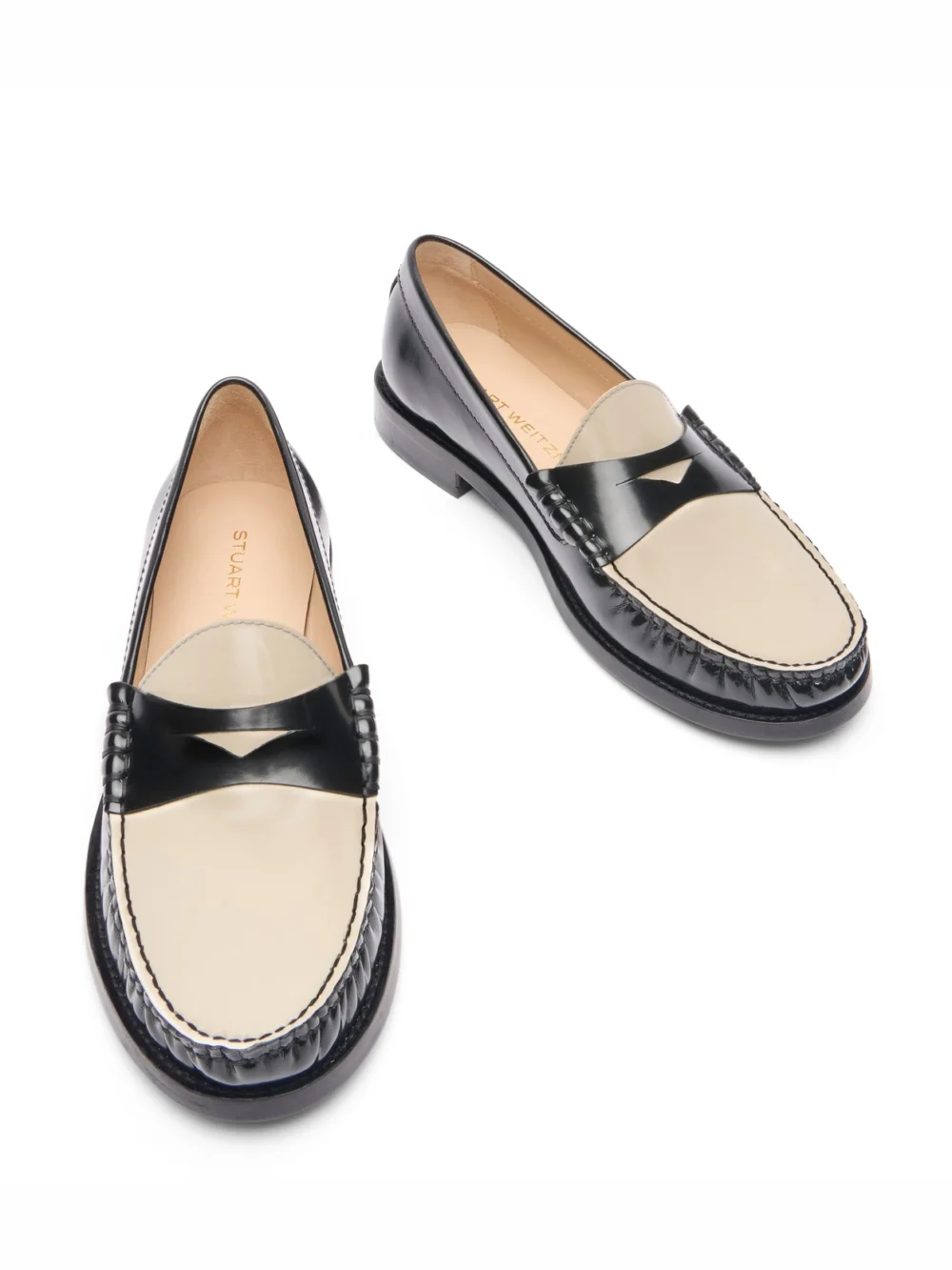 Stuart Weitzman Lottie Loafer in Black/cream, view 4
