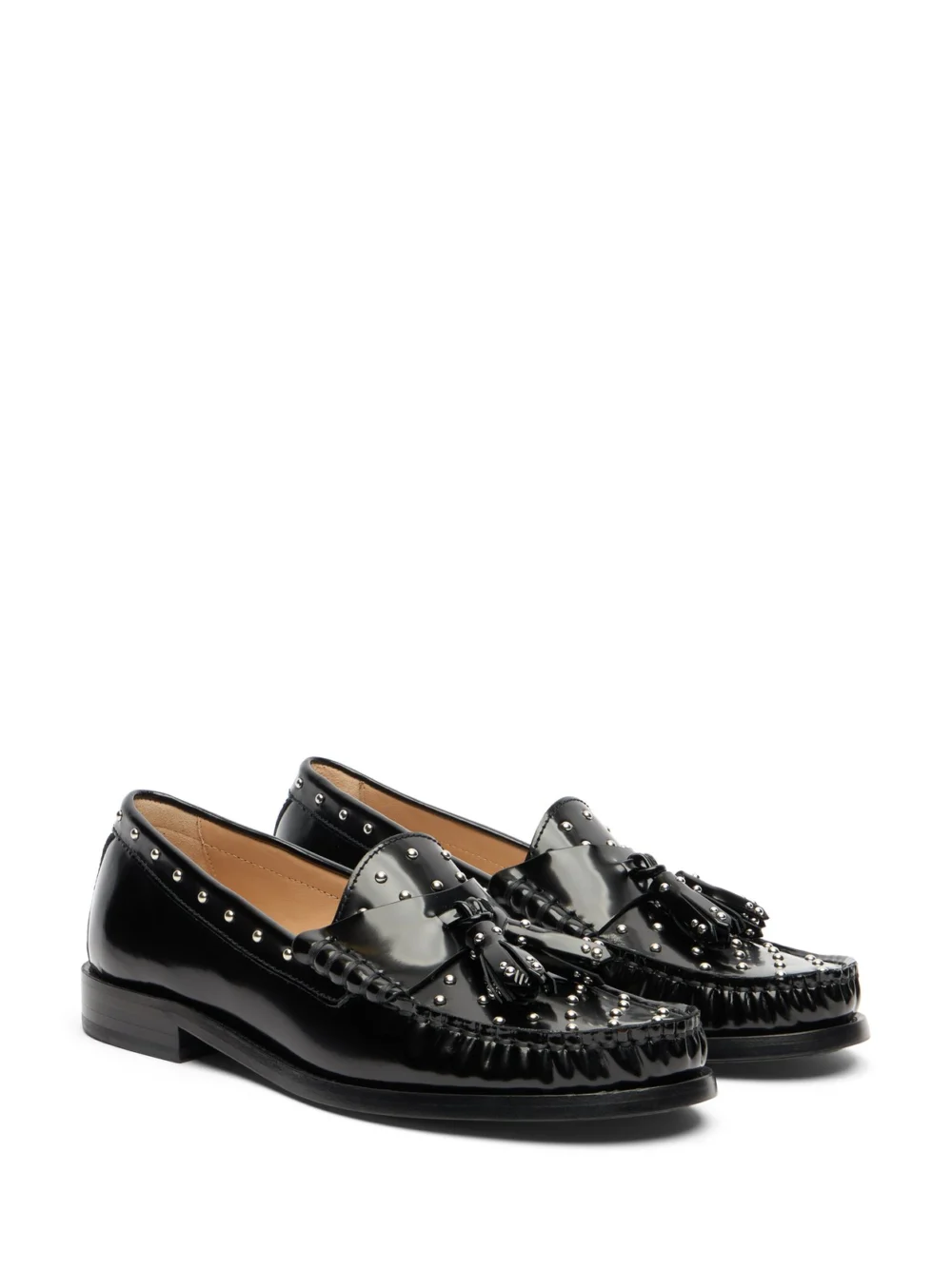 Stuart Weitzman Lottie Sostud Tassel Loafer in Black, view 2