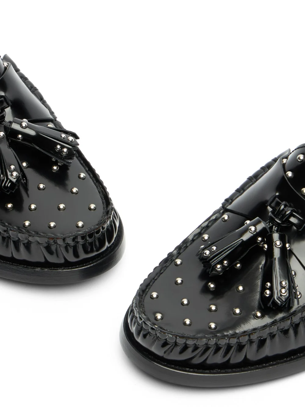 Stuart Weitzman Lottie Sostud Tassel Loafer in Black, view 6