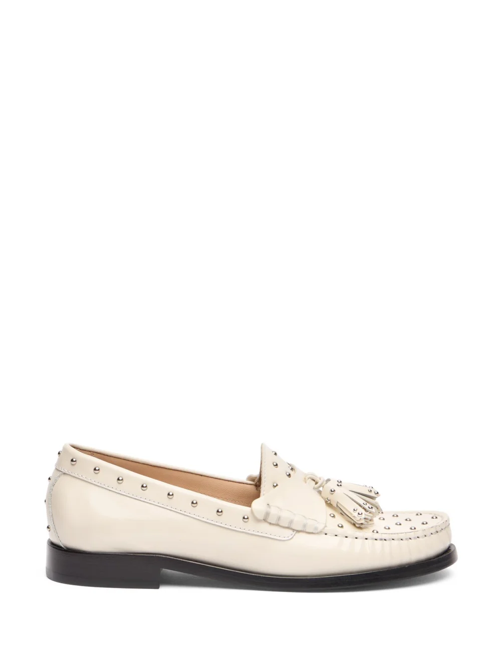Stuart Weitzman Lottie Sostud Tassel Loafer in Cream.