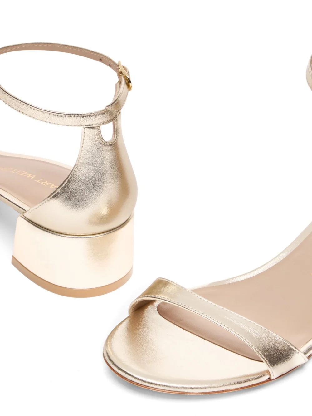 Stuart Weitzman Nudist Block 35 in Light Gold, view 6