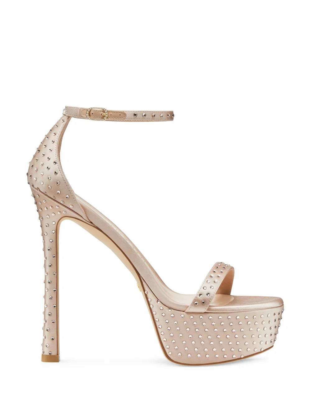 Stuart Weitzman Nudistcurve Hollywood Shine Sandal in Adobe