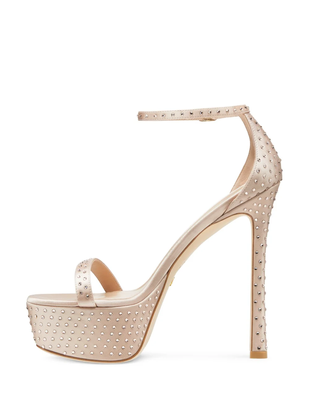 Stuart Weitzman Nudistcurve Hollywood Shine Sandal in Adobe, view 4