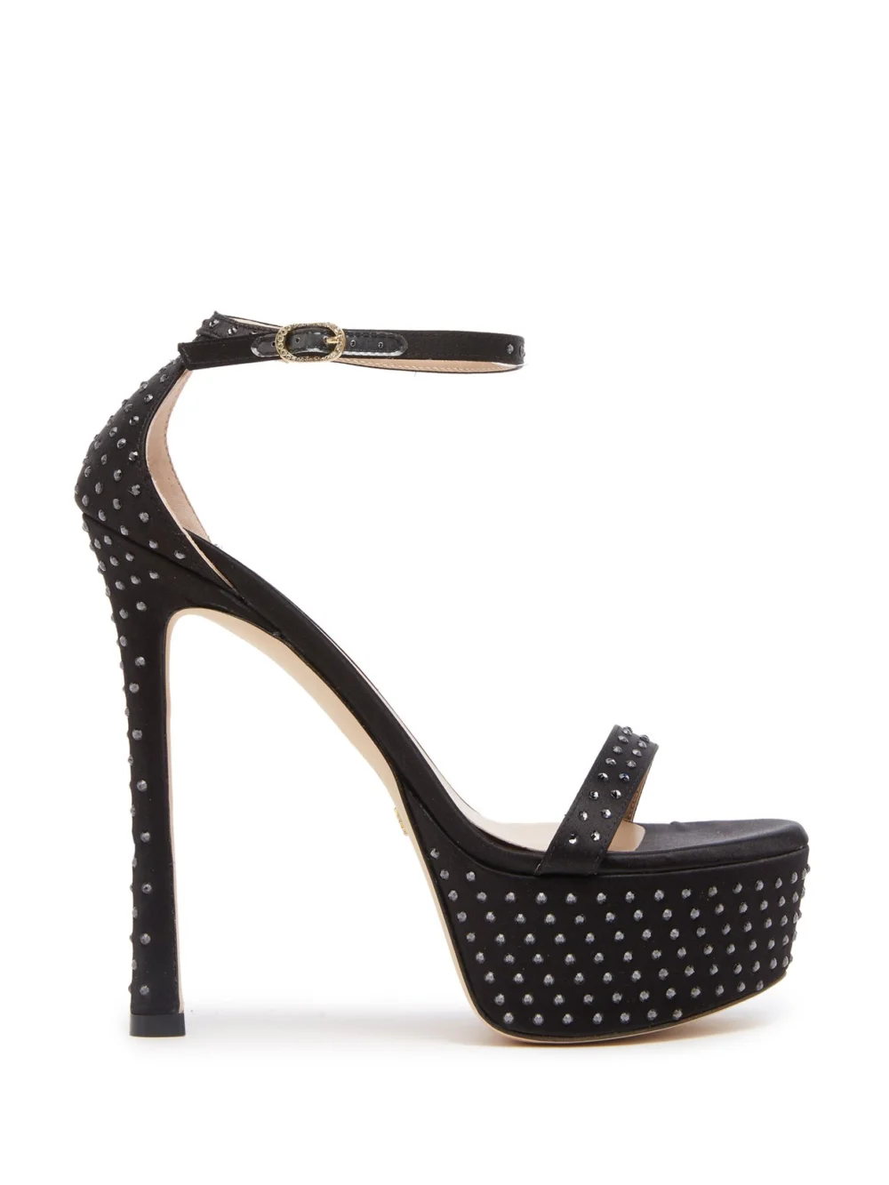 Stuart Weitzman Nudistcurve Hollywood Shine Sandal in Black