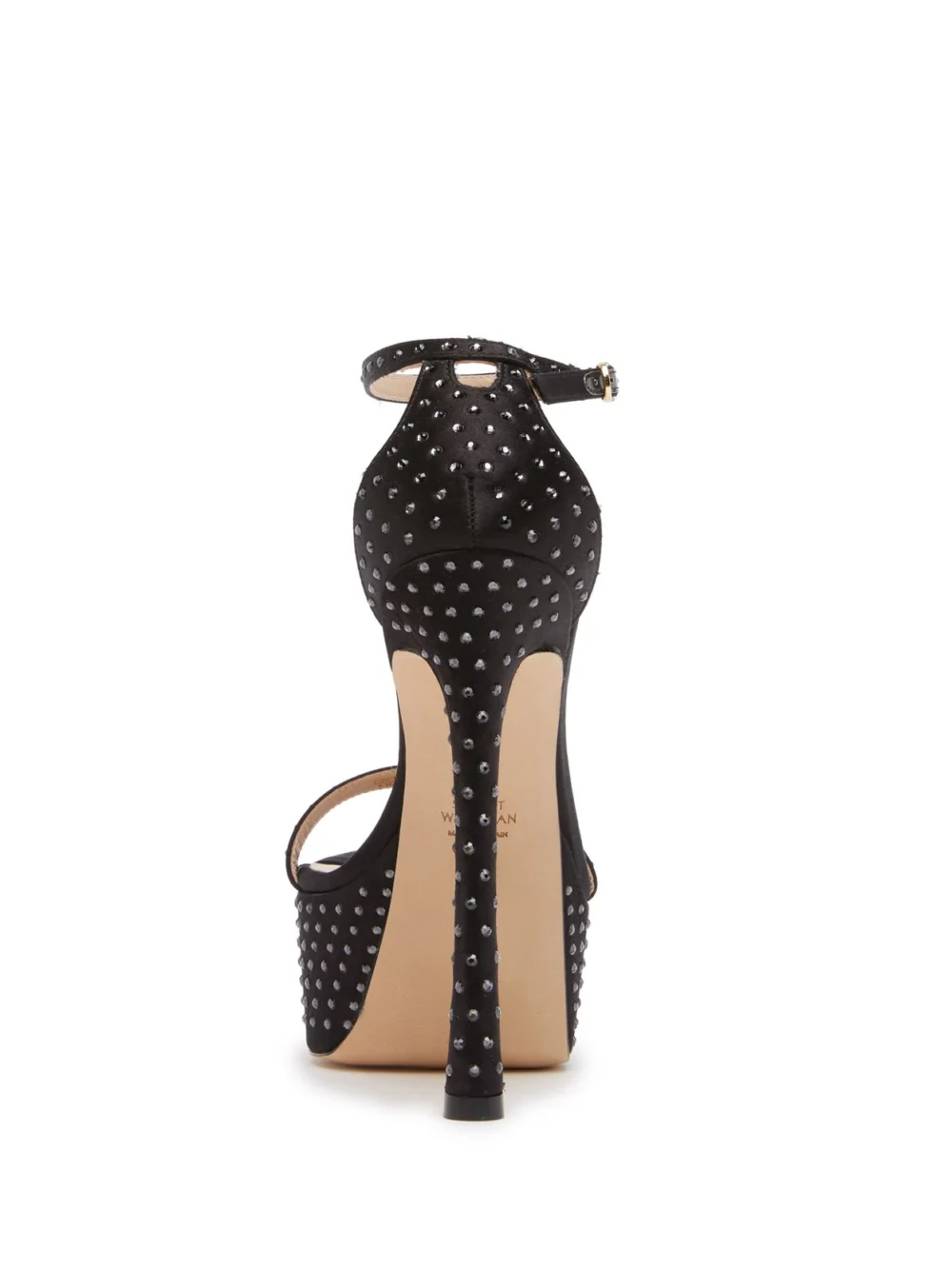 Stuart Weitzman Nudistcurve Hollywood Shine Sandal in Black, view 4