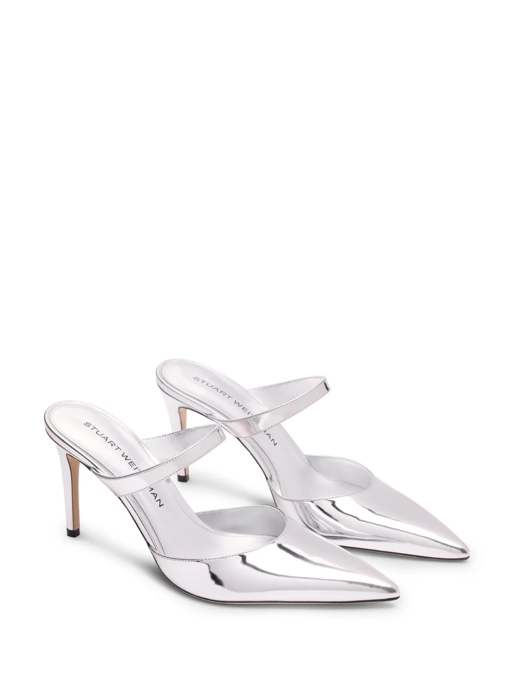 Stuart Weitzman Stuart Power Mule 85 in Silver, view 2