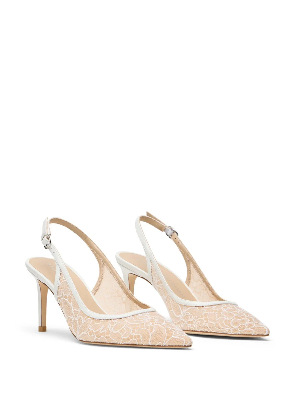 Stuart Weitzman Stuart Power Slingback 75 in Blanco/beige/blanco, view 2