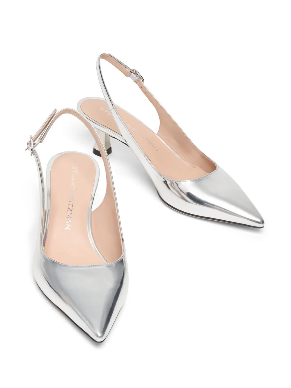 Stuart Weitzman Stuart Sculpt Slingback 50 in Silver, view 4