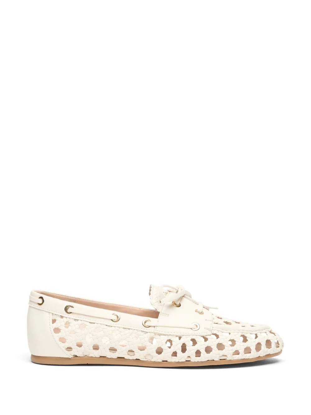 Stuart Weitzman Tinsley Woven Moccasin in Cream