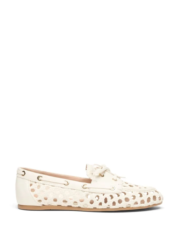 Stuart Weitzman Tinsley Woven Moccasin in Cream