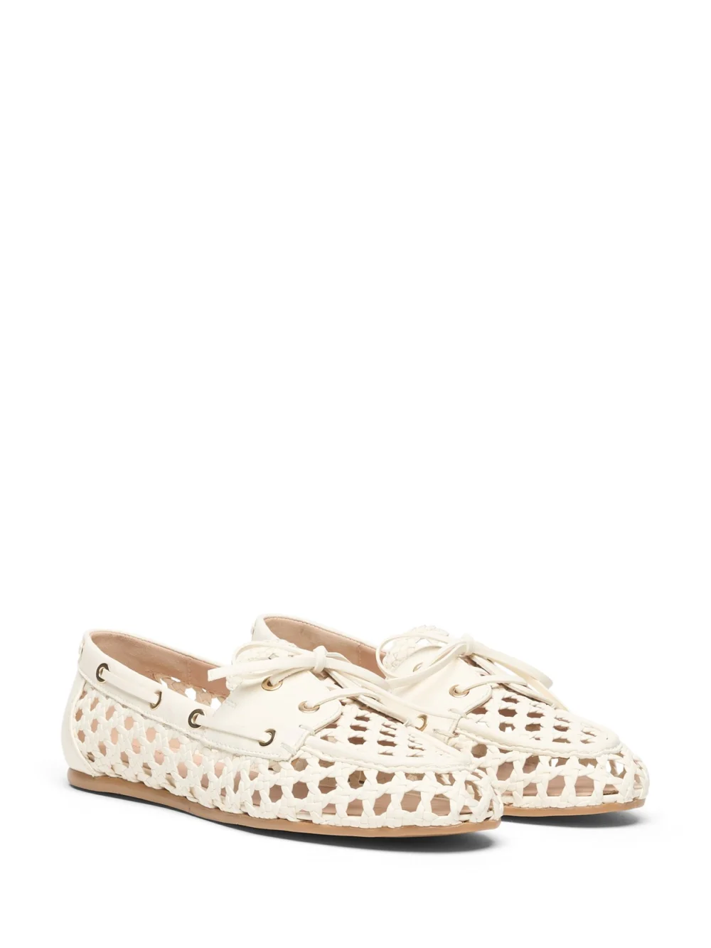 Stuart Weitzman Tinsley Woven Moccasin in Cream, view 2