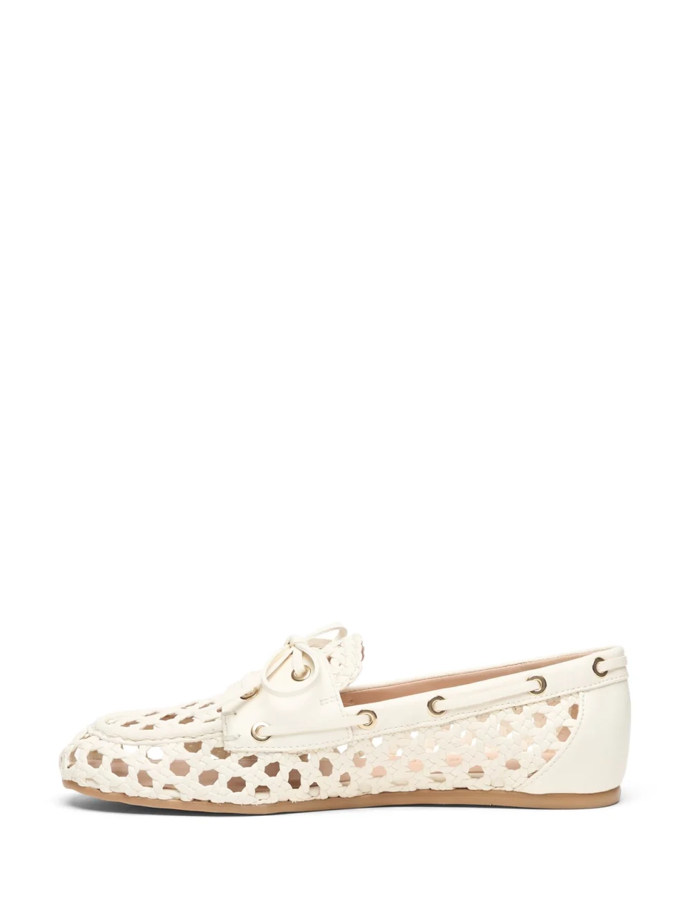 Stuart Weitzman Tinsley Woven Moccasin in Cream, view 3