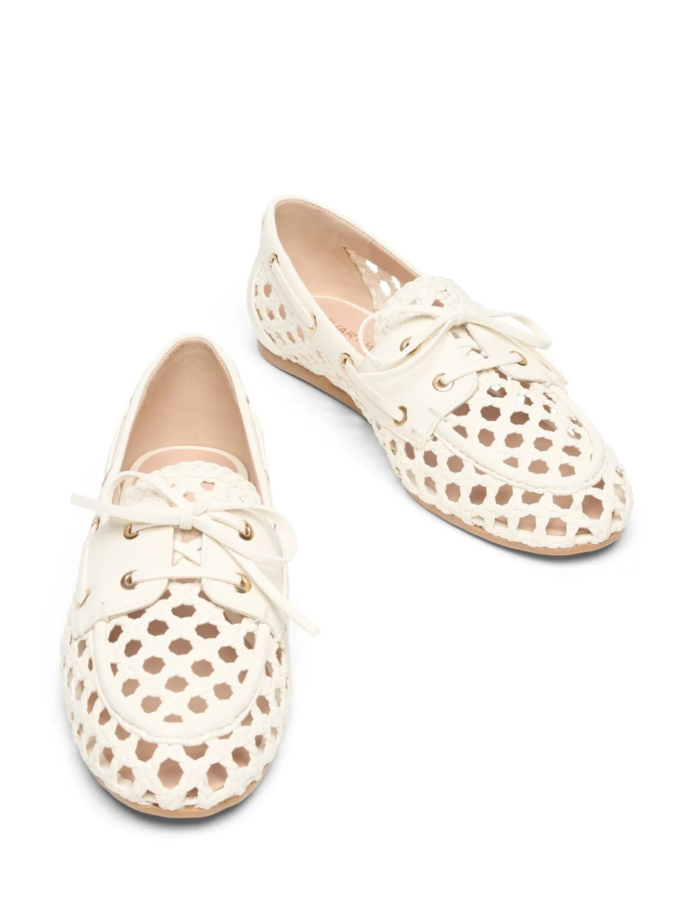 Stuart Weitzman Tinsley Woven Moccasin in Cream, view 4