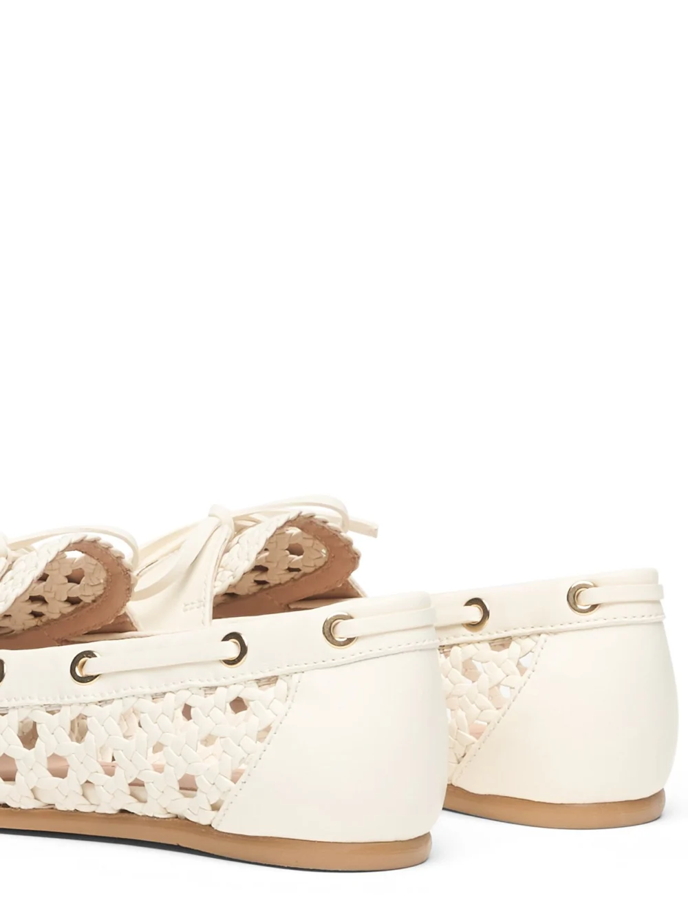 Stuart Weitzman Tinsley Woven Moccasin in Cream, view 5