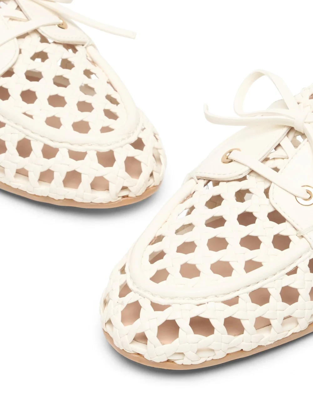 Stuart Weitzman Tinsley Woven Moccasin in Cream, view 6