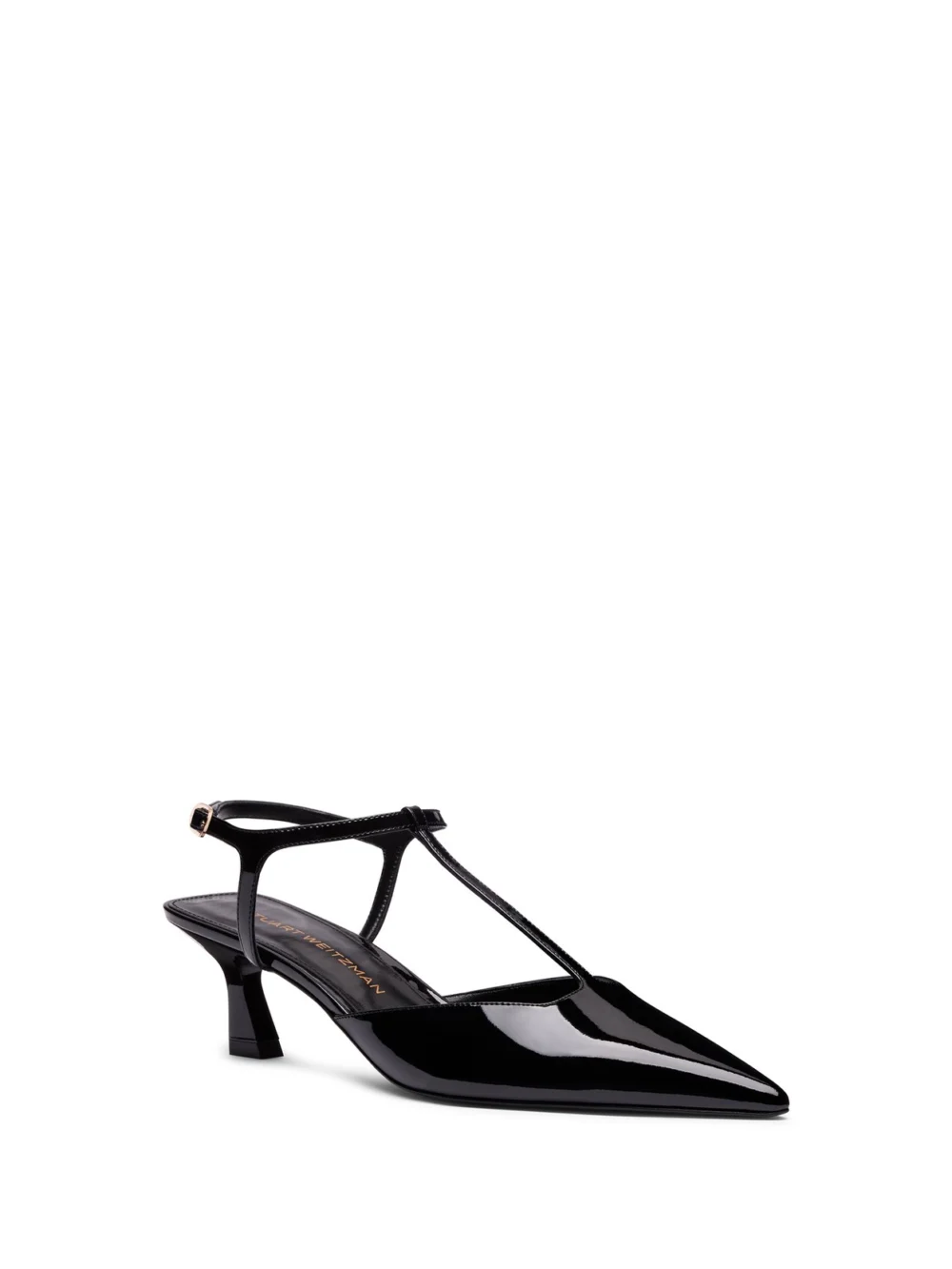 Stuart Weitzman Vinnie T-strap Pump in Black, view 2