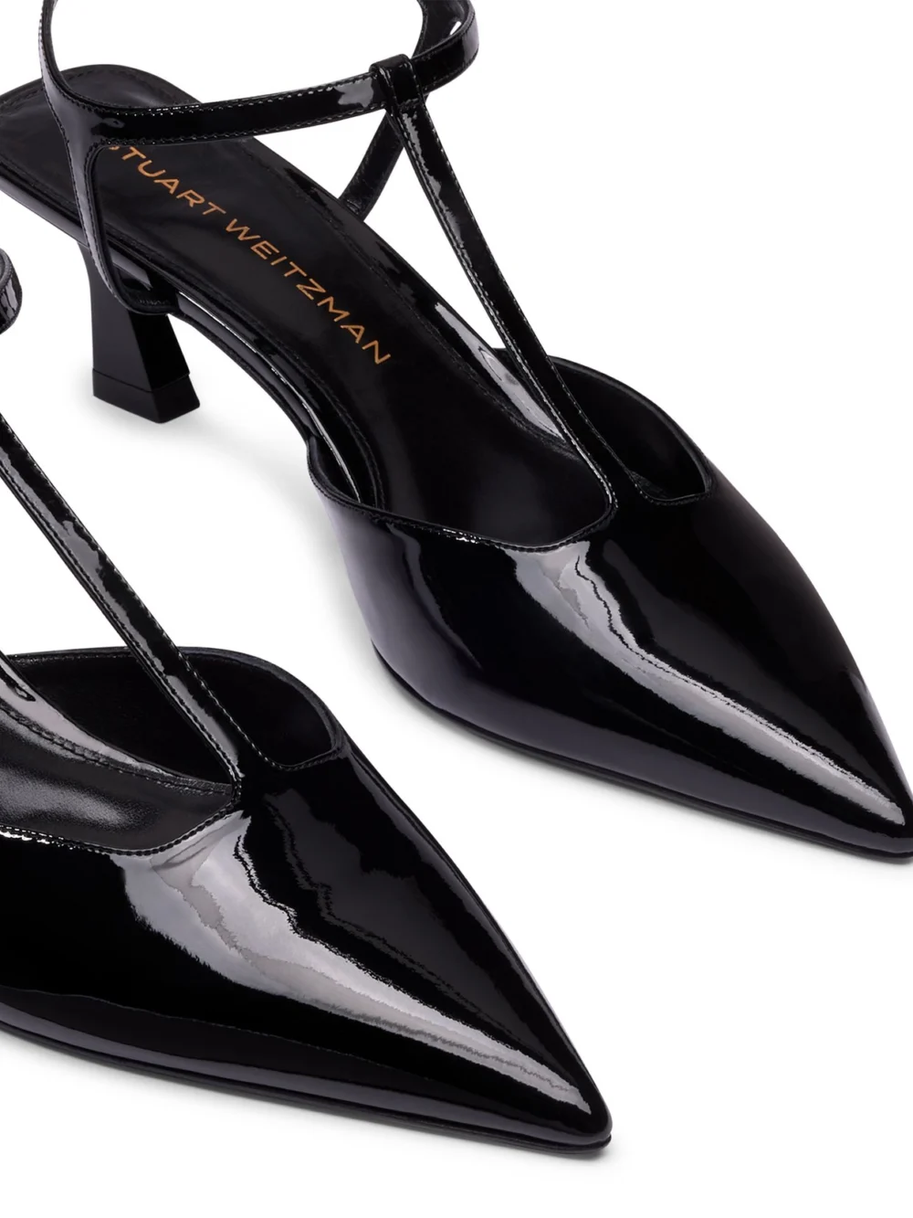Stuart Weitzman Vinnie T-strap Pump in Black, view 4