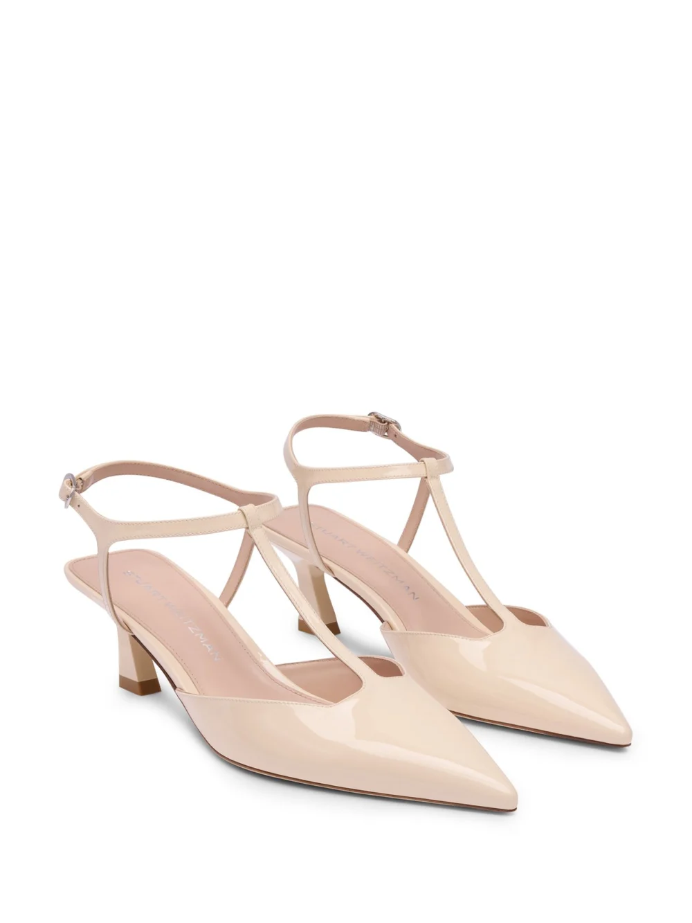 Stuart Weitzman Vinnie T-strap Pump in Linen, view 2