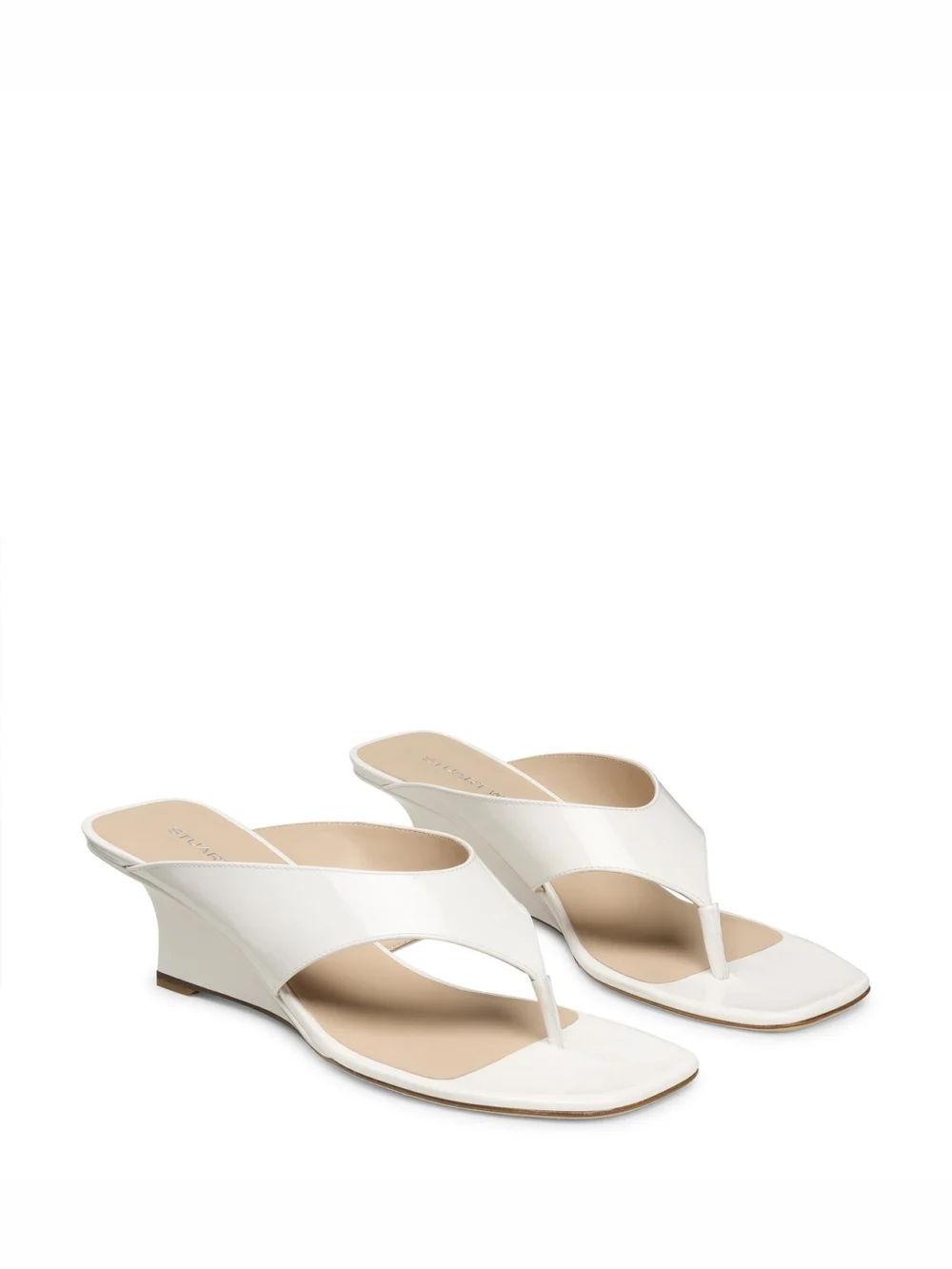 Stuart Weitzman Vinnie Wedge Thong 50 in Blanco, view 2